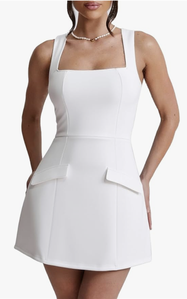 Women's Sexy Bodycon Corset Mini A Line Dresses Sleeveless Square Neck Party Short Dress